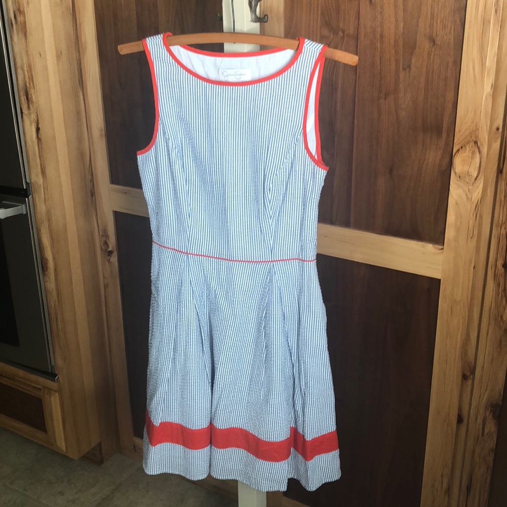 Jessica Simpson Seersucker Fit and Flare Dress